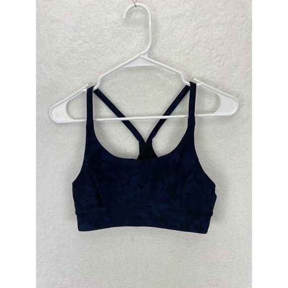 Lululemon Train Times Sports Bra Heathered Navy‎ Blue Mesh Back 8 Camouflage - Picture 1 of 7